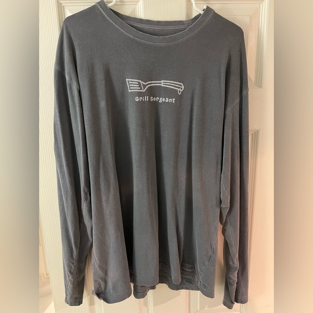 Life is Good Grill Sergeant Gray Long Sleeve Shirt